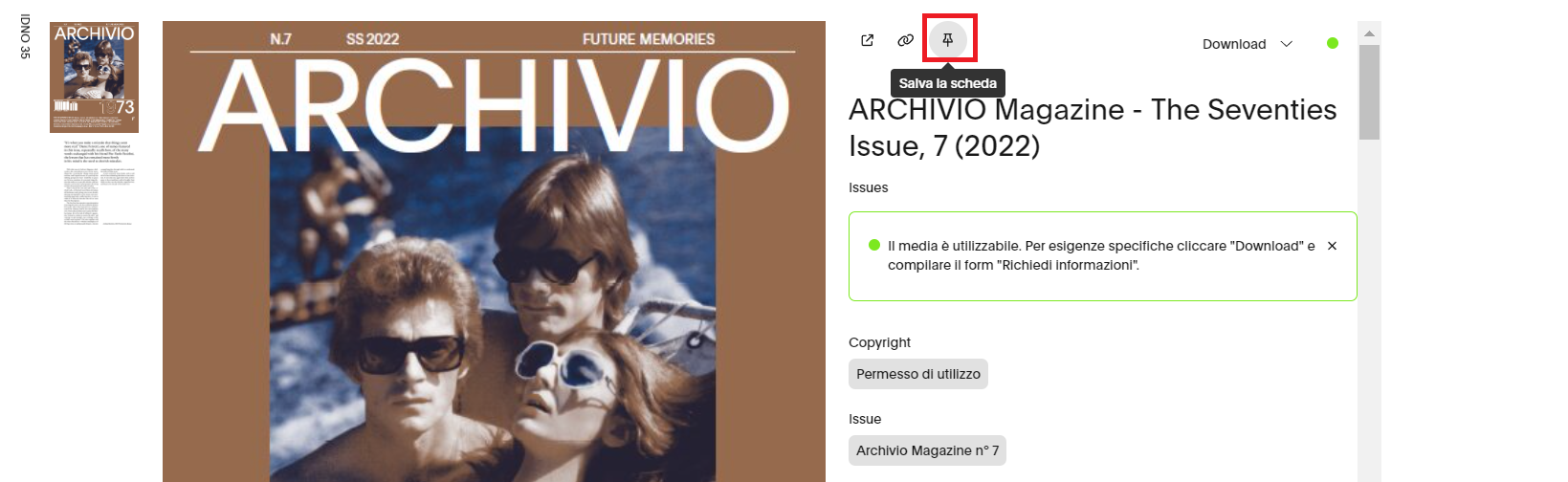 immagine salva collezione su scehda dettaglio